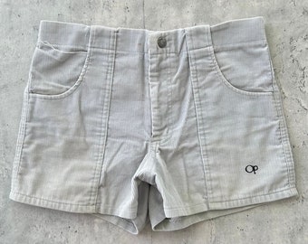 Vintage 70s Ocean Pacific Corduroy Shorts (30) Grey Black Surf OP Cords Made in USA