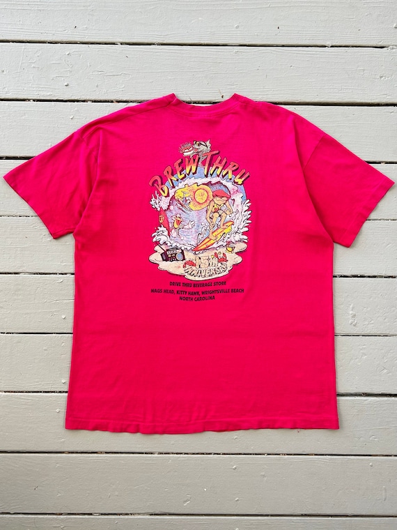 Vintage 90s Brew Thru Surf T Shirt (XXL) Made in USA 1992
