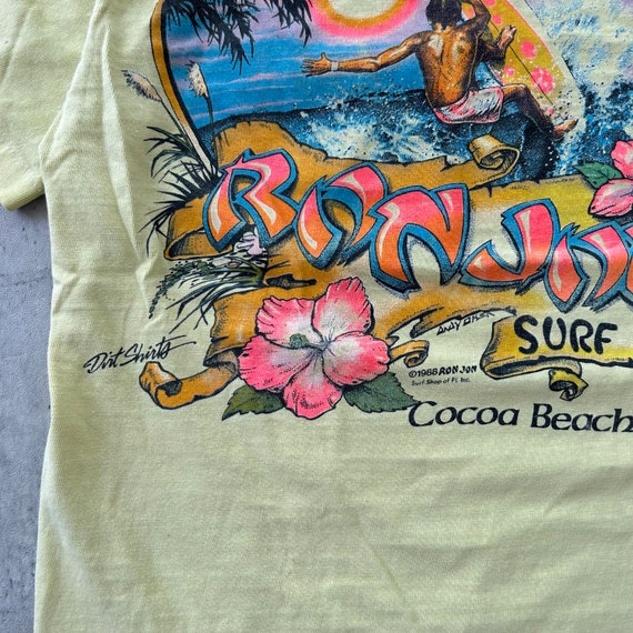 Vintage 80s Ron Jon Surf Shop T Shirt (M) Yellow … - image 8