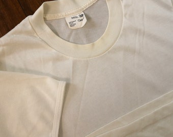 Vintage 60s JCPenney Qiana Nylon White Blank T Shirt Size 38