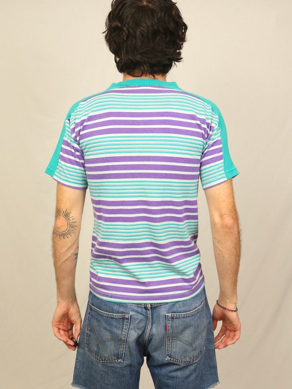 Vintage 90s Hang Ten Striped T Shirt (L) Purple T… - image 2