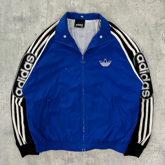 Vintage Y2K Adidas track jacket Black Full Zip Sz M Trefoil