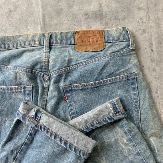 Vintage 70s Levis 505 Jeans 35 Medium Wash Faded Black Bar 