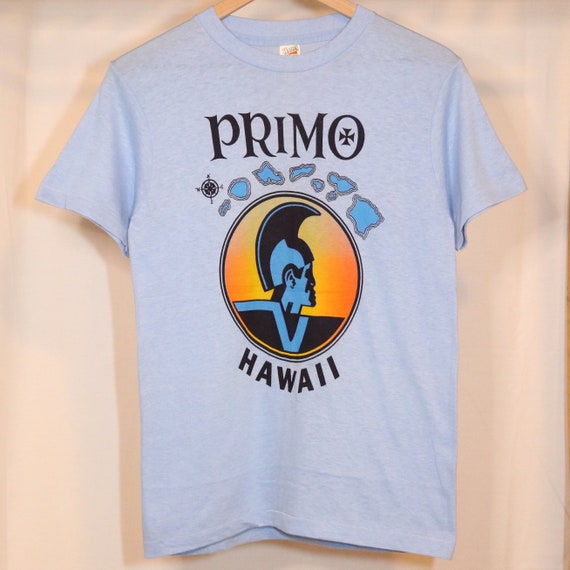 Vintage 70s Primo Hawaii beer t shirt (S) light b… - image 1