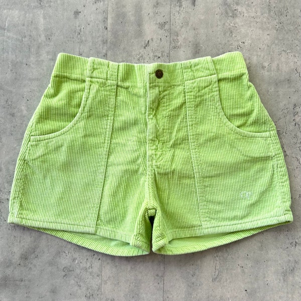 Vintage 80s Ocean Pacific Corduroy Surf Shorts (32) Birght lime green OP