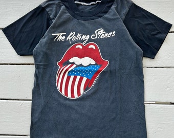 Vintage 80s The Rolling Stones t shirt (S) 1981 Repaired The American tour tongue graphic band tee made in USA