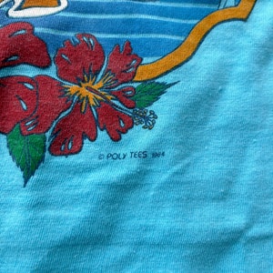 Vintage 80s Maui Hawaii T Shirt XL Light blue 1984 Poly Prints Graphic tee image 4