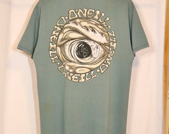 Vintage 90s O’Neill Surf t shirt (L) 1995 faded green eye graphic tee
