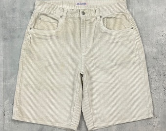 Vintage 90s Corduroy Baggy Surf Shorts (32) Cream badge 100% cotton