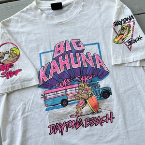 Vintage 80s Big Kahuna Surf Shop T Shirt XL White double sided graphic tee made in USA image 4