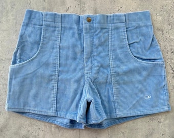 Vintage 80s Ocean Pacific Corduroy Surf Shorts (Waist 36-38”) Elastic Light blue OP