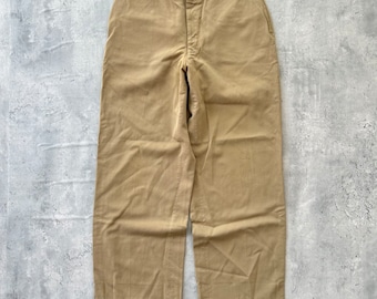 Vintage 1950s Gabardine Tan Pants (29) US Naval Uniform Slacks zipper fly Made in USA