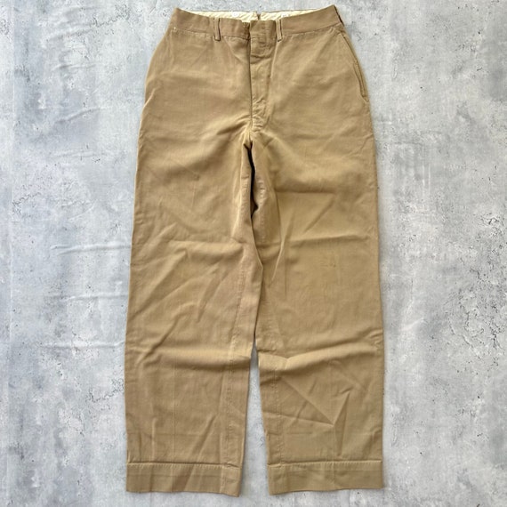 Vintage 1950s Gabardine Tan Pants (29) US Naval U… - image 1