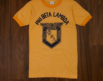 Vintage 70s Phi Beta Lambda Ringer T Shirt XS Mayo Spruce Collegiate graphic tee