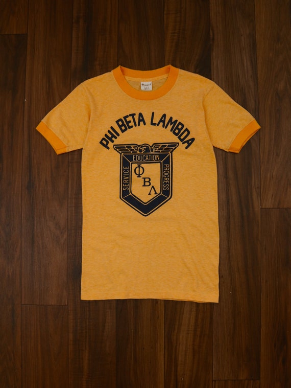 Vintage 70s Phi Beta Lambda Ringer T Shirt XS Mayo