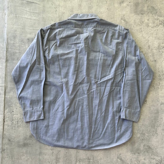 Vintage 70s Grey Button Up Shirt (L) Grey White W… - image 5