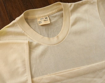 Vintage 60s JCPenney Qiana Nylon White Blank T Shirt Size 38