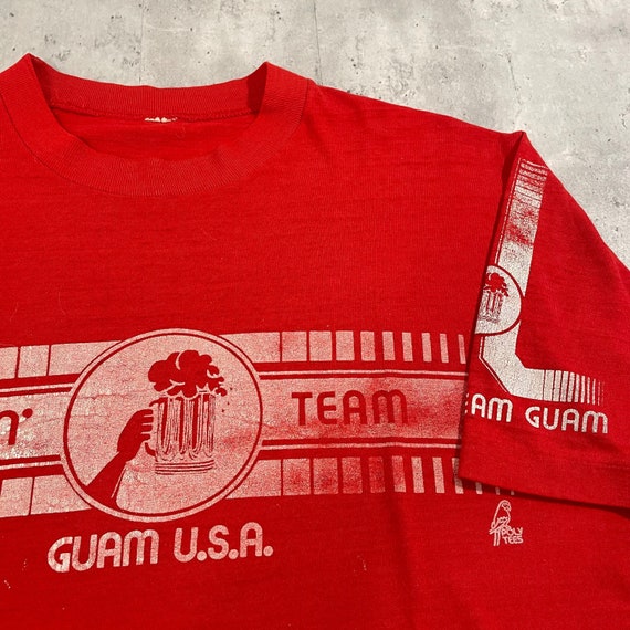 Vintage 70s Guam Drinking Team T Shirt (M) poly t… - image 6