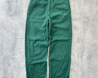 Vintage 1950s Lee Whipcord Work Pants (30) Green union made in USA