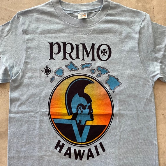 Vintage 70s Primo Hawaii beer t shirt (S) light b… - image 3