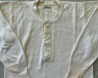 Vintage 1950s Penney’s Thermal Shirt (size 38) white long sleeve undershirt made in usa