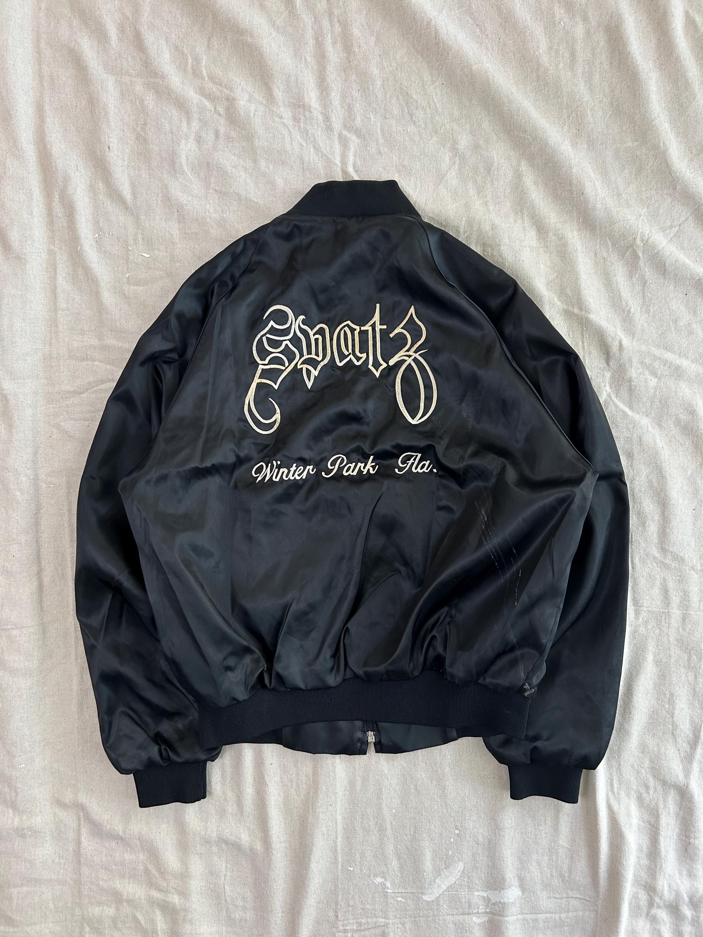 Vintage 80s Satin Bomber Jacket (S) Black Spatz Bar Winter Vintage 80s Satin Bomber Jacket (S) Black Spatz Bar Winter