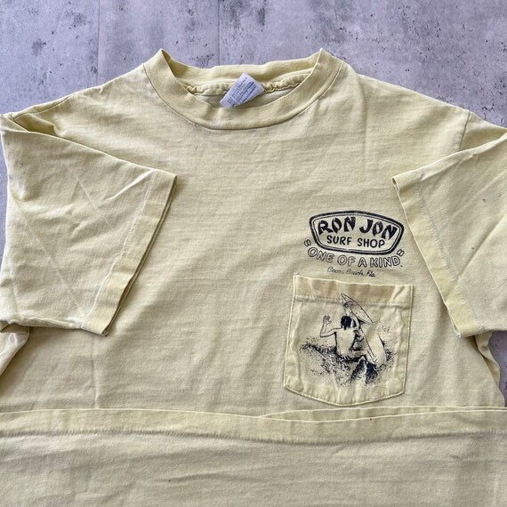 Vintage 80s Ron Jon Surf Shop T Shirt (M) Yellow … - image 4