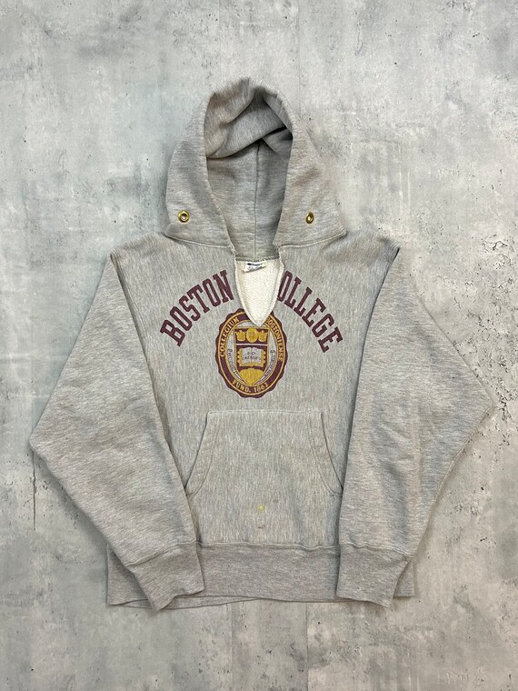 Vintage 80s Champion Reverse Weave Hoodie S Warmup Boston College 