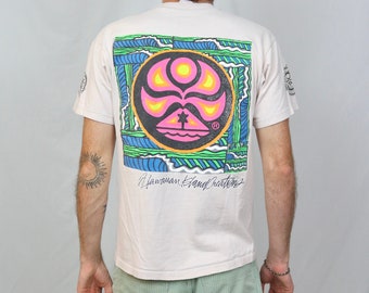 Vintage 90s Hawaiian Island Creations T Shirt (M) Grey HIC Graphic surf tee made in Hawaii USA