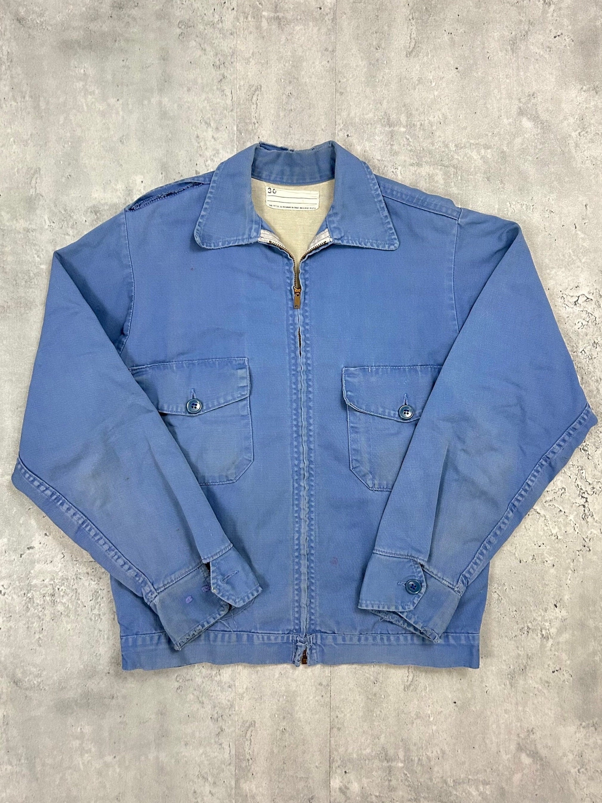 Vintage 60s Work Jacket (36) Faded Blue Union Made in USA 2 Vintage 60s Work Jacket (36) Faded Blue Union Made in USA 2