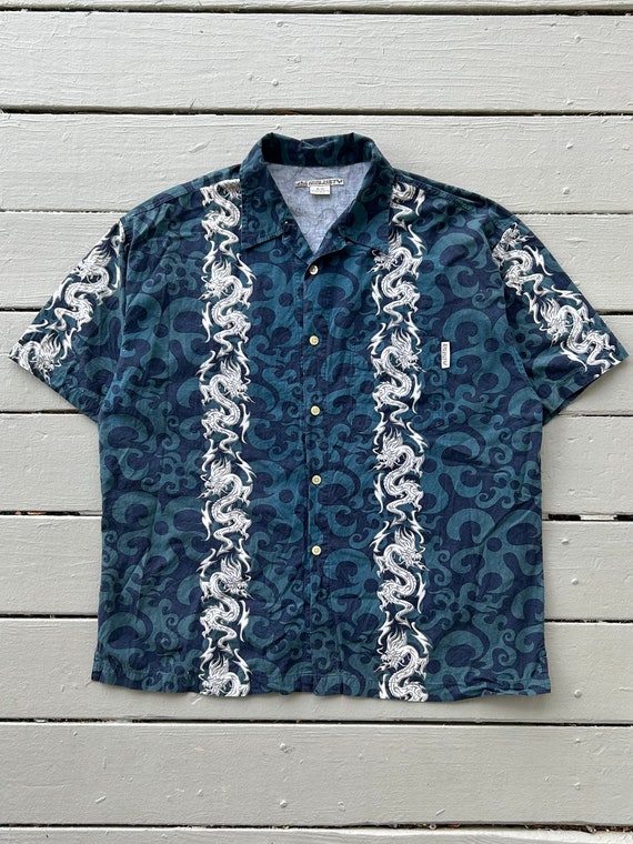 Vintage Y2K Rusty dragon Hawaiian button up shirt 