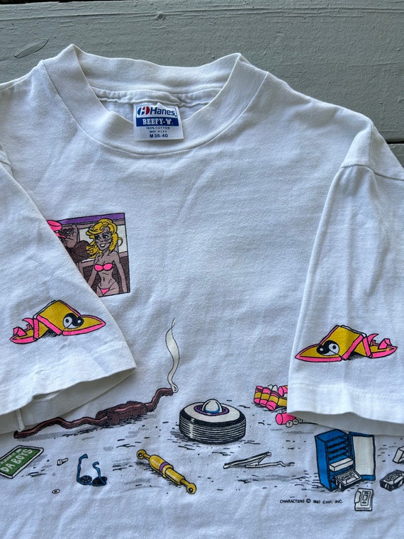 Vintage 80s T&C Surf Designs t shirt (L) Car Cras… - image 3