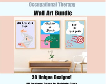 OT muurposterkunst, decoratie therapiekamer, schoolklasversieringen, ergotherapeut muurkunstposters, kleurrijke OT ontwerpen