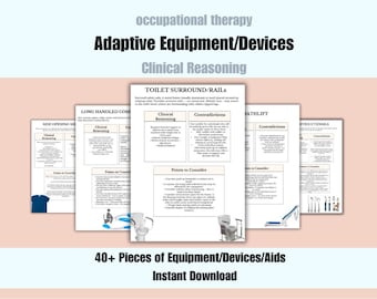 AE OT Handouts, Occupational Therapy, Equipment Assessment Intervention, ADL, Acute, Community, Cheat Sheets, Guide
