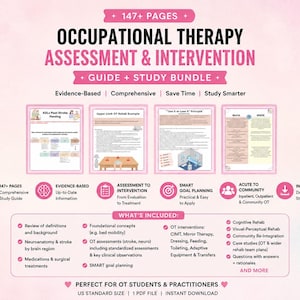 Digital Comprehensive Guide to Assessment and Intervention in Occupational Therapy, Stroke, Rehab, ADL, NBCOT, Acute, Notes