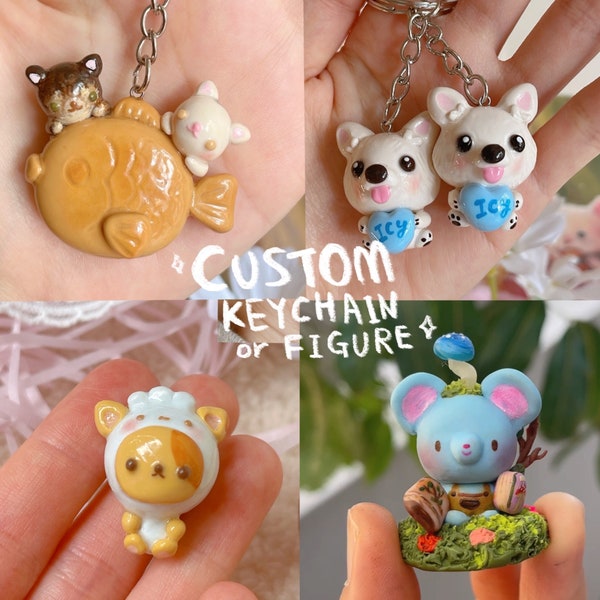 Pets or favourite animal custom  keychains or figure/ phone charms/ special gift for loved ones/ unique items/ desk ornaments / personalised