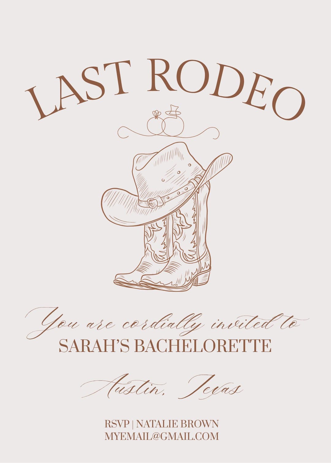 Cowgirl Bachelorette Invitation, Last Rodeo - Etsy