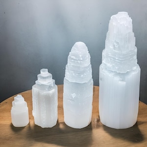 Selenite Crystal Tower: Natural White Cleansing Stone, Home Decor