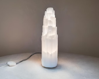 Selenite Crystal Tower Lamp: Natural Stone Home Decor