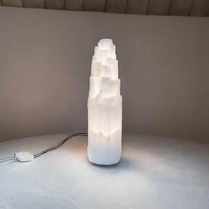 Selenite Crystal Tower Lamp: Natural Stone Home Decor