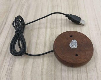 7-Color LED Himalayan Salt Lamp Base: USB Wooden Light