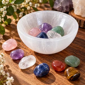 Selenite Crystal Bowl Natural Crystal Dish for Home Décor Meditation Space Altar Decor Crystal Display Bowl White Selenite Gift image 1