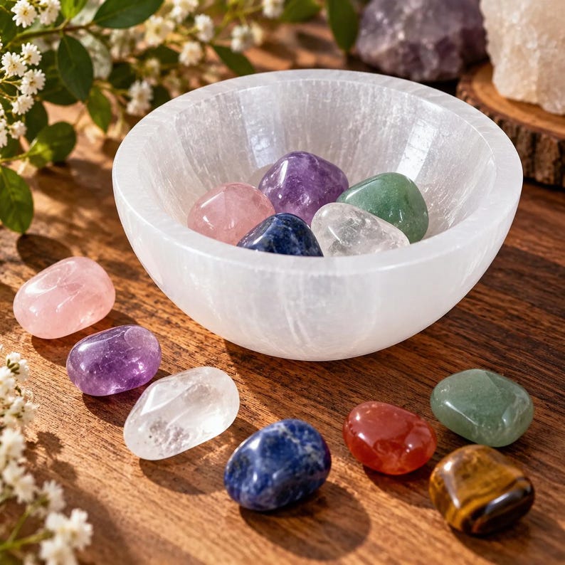 Selenite Crystal Bowl Natural Crystal Dish for Home Décor Meditation Space Altar Decor Crystal Display Bowl White Selenite Gift image 1