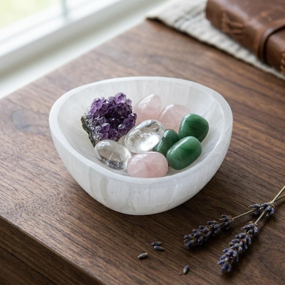 Selenite Crystal Bowl Oval Shape 10cm 15cm Natural Charging Dish Crystal Holder Altar Decor Meditation Gift Home Decor