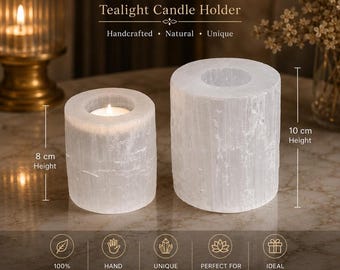 Selenite Crystal Cylinder Lamp, Natural Selenite Table Light, Crystal Night Light, Home Decor, Meditation Room Gift