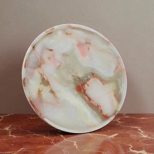 Onyx Round Tray 12&quot;, Natural Stone Serving Platter, Decorative Marble Tray for Kitchen, Vanity, Dining or Coffee Table, Green Onyx