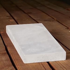 Selenite Charging Plate (20x10cm): Raw or Polished Crystal Slab, Cleansing & Recharging