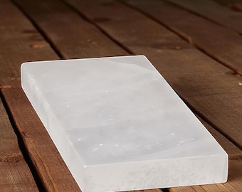 Selenite Charging Plate (20x10cm): Raw or Polished Crystal Slab, Cleansing & Recharging