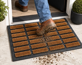Natural Coir Doormat Non Slip Rubber Back, Heavy Duty Entrance Mat, Doorway Floor Rug, Welcome Home Mat, 40x60cm 45x75cm