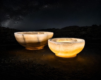 Tigela de cristal ônix esculpida à mão: Prato de altar com pedra preciosa natural